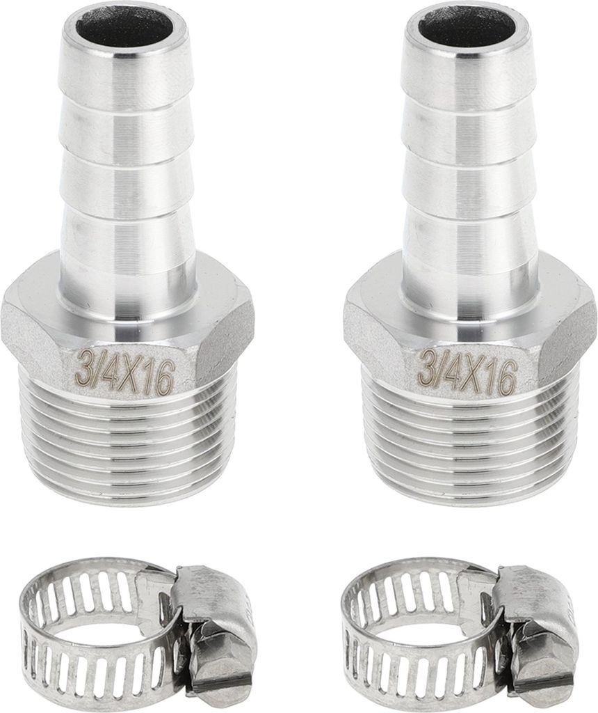 304 Edelstahl Schlauchstutzen 5/8" OD 3/4" BSPT Männliches Gewinde Gerader Stutzenverbinder für Luft Wasser Öl Gas Kraftstoff 1 Satz Silberton