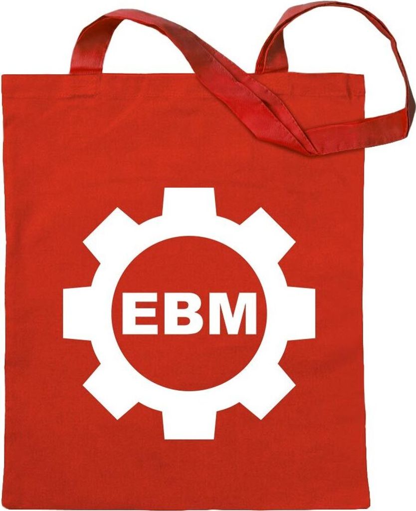 Kiwistar - Baumwolltasche - rot - Ebm Zahnrad - Tragetasche Stoffbeutel Umhängetasche Langer Henkel