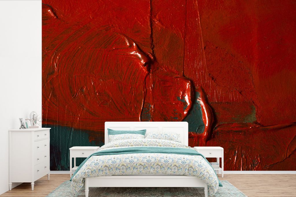 MuchoWow Fototapete für Wohnzimmer oder Schlafzimmer Wandtapete Vinyl Motivtapete Mehrfarbig Abstrakt Öl auf Leinwand Hintergrund - 360x240 cm ...