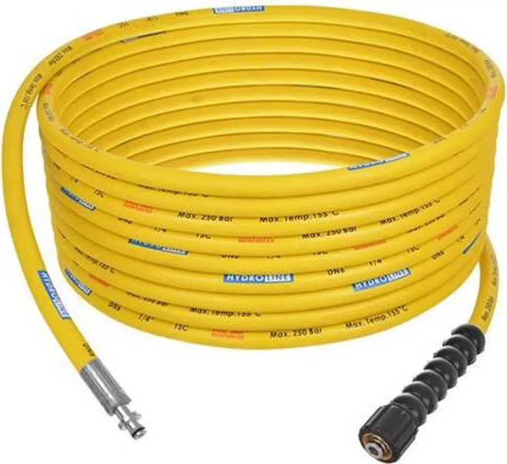 Tubo Idropulitrice 15 Metri 250 Bar Giallo HydroLine M22 10mm