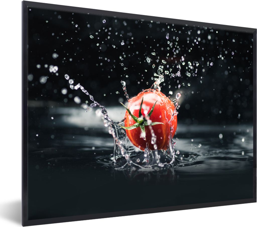 MuchoWow Gerahmtes Poster Tomate - Gemüse - Stilleben - Wasser - Rot 40x30 cm - Poster mit Schwarzem Bilderrahmen Wandposter Rahmen Foto Bilder ...