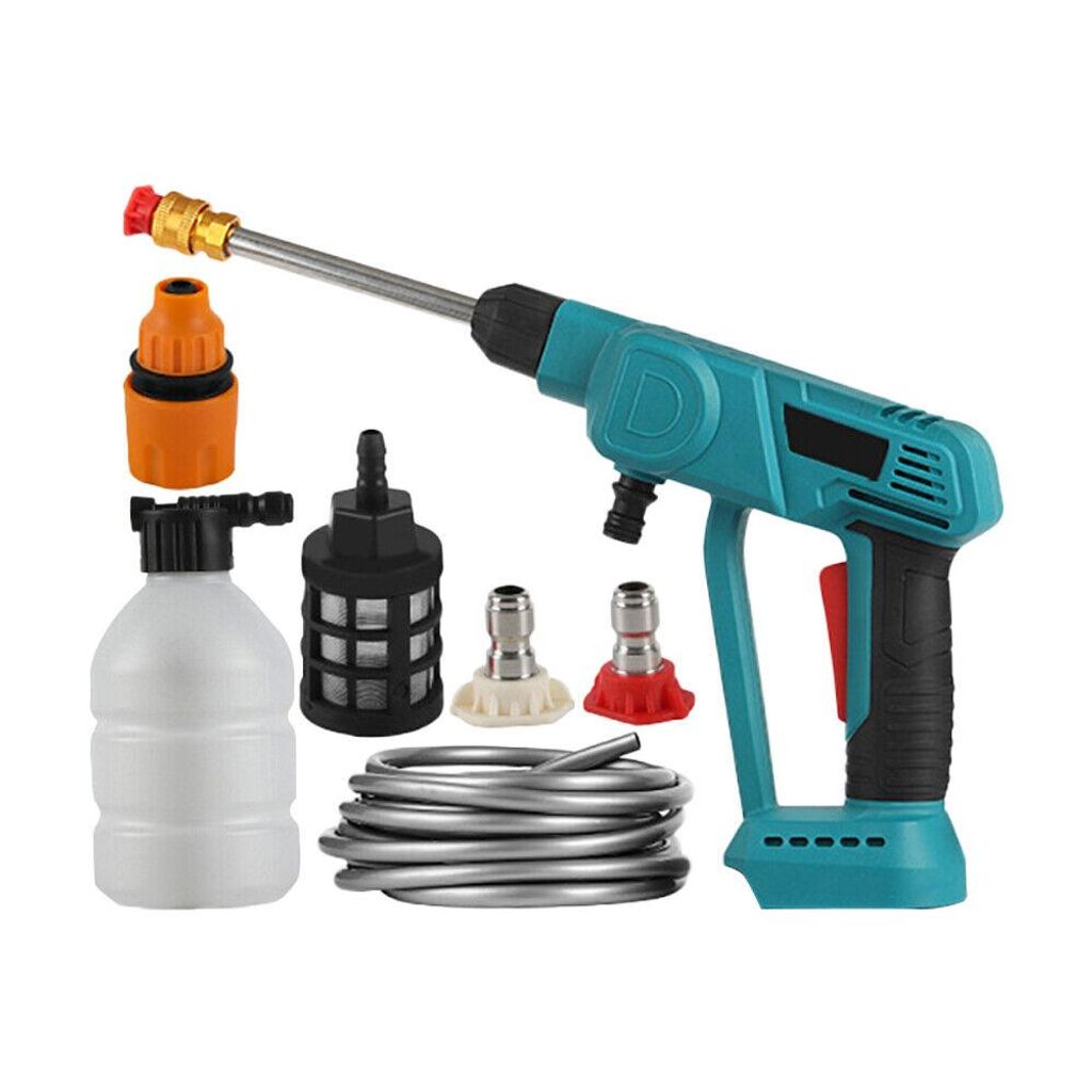 FORMANO Kabelloser Hochdruckreiniger 30 Bar, Mobiler Druckreiniger mit 2 Düsen, 5m Schlauch, 9m Reichweite, kompatibel mit Makita 18V Akku