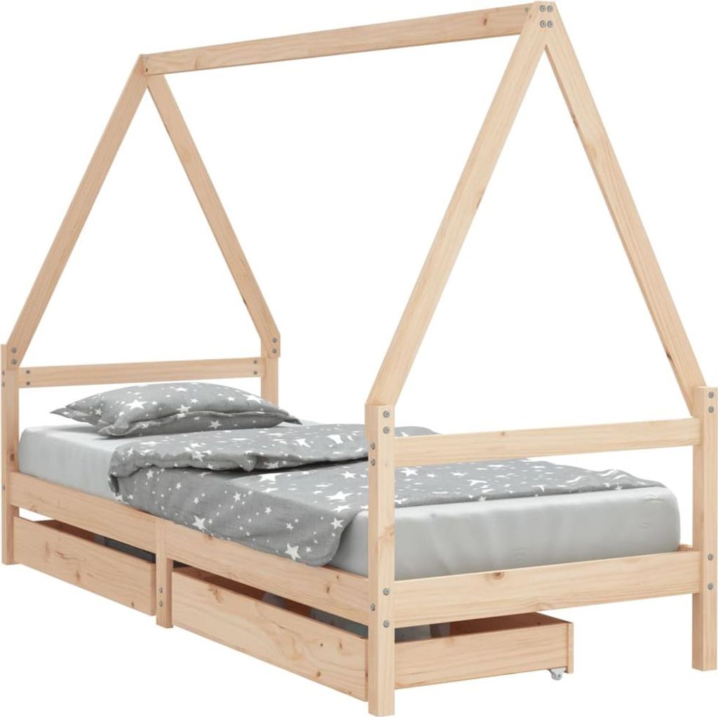 vidaXL Dětská postýlka se zásuvkami 90x200 cm borovicový Obrázek produktu 