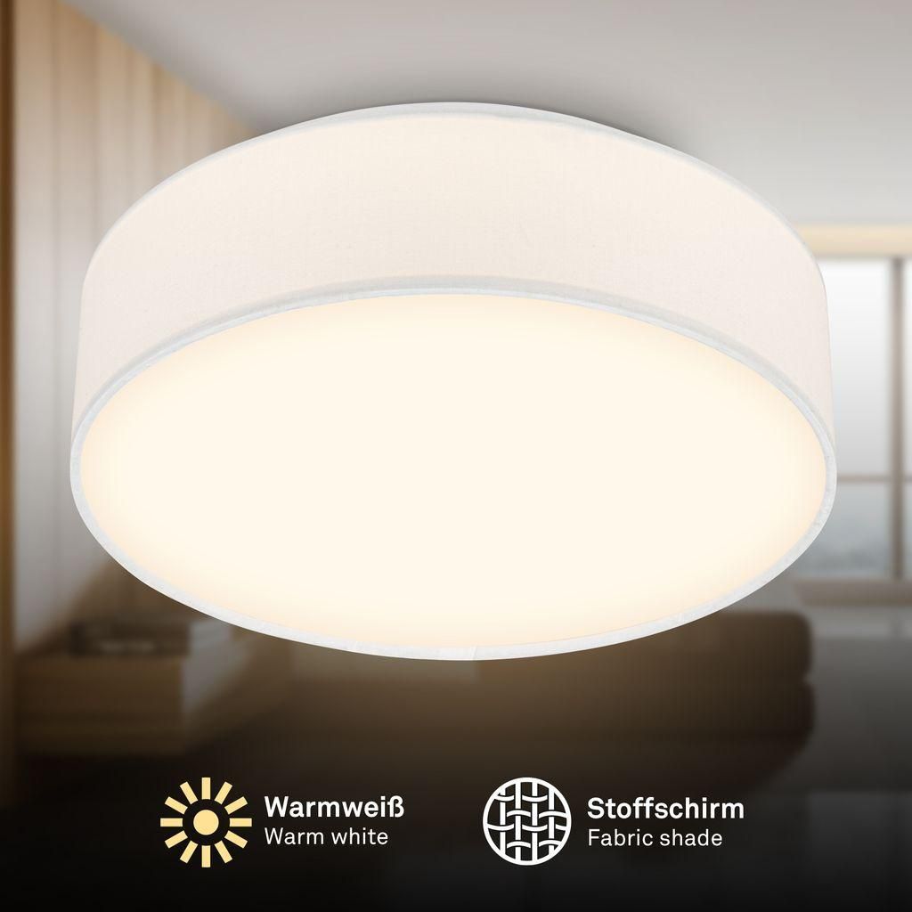 Briloner LED Deckenlampe Stoffschirm Ø30x10,5 cm Rund 16W Produktbild 