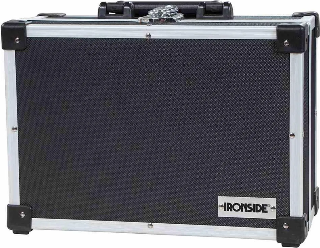 Coffret à outils en aluminium robuste noir 330x230x150 mm avec serrure