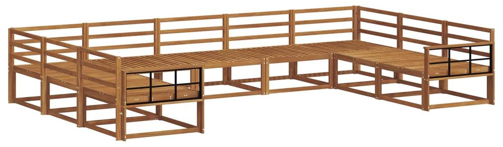 (Robust Möbel)Outdoor-Sofa garnitur moderne - Balkonmöbel/Gartenlounge-Set - robust und langlebig - 9 pcs Natur Massivholz Akazie - Gartensofas N...