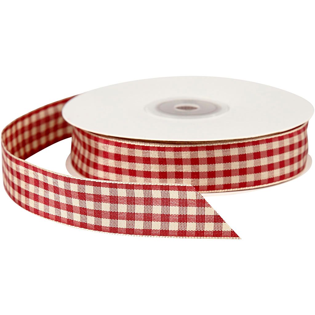 Société créative ruban à carreaux Antique Rouge Blanc, 25m Image du produit 