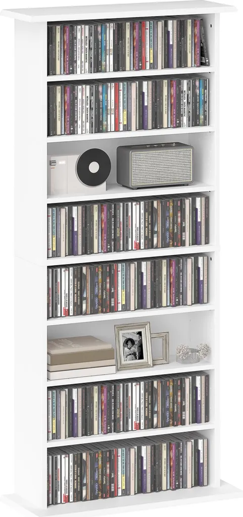 Meuble de Rangement Multimédia Blanc pour 360 CD ou 185 DVD et Blu-ray