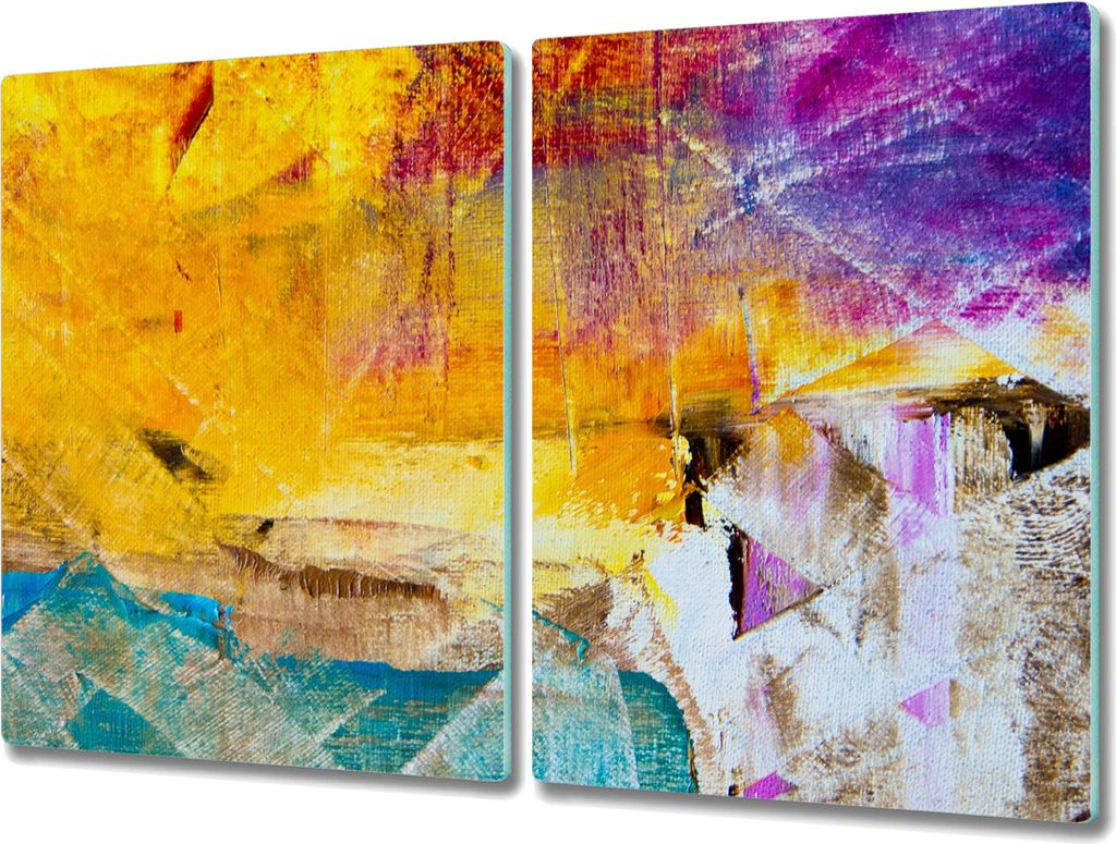 Coloray Herdabdeckplatte 2x40x52 cm Schneidebrett Kochplattenabdeckung Küchenbrett Hackbrett - Bunte abstrakte Textur