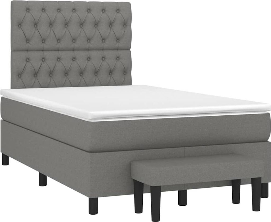 vidaXL Boxspringbett mit Matratze Dunkelgrau 120x190 cm Stoff
