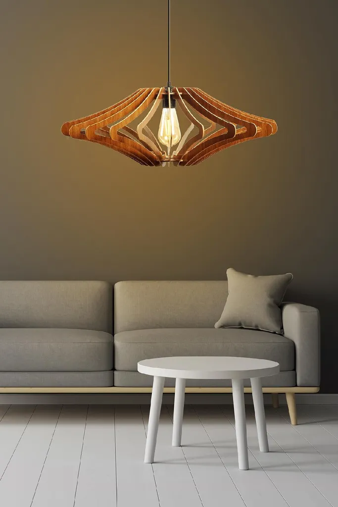 Opviq 168FLH lustre couleur noyer en MDF pour un salon élégant