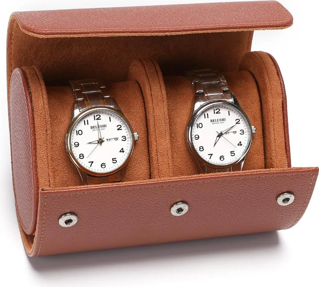 Porta Orologi da Viaggio 2 Posti Marrone - Elegante Custodia INF