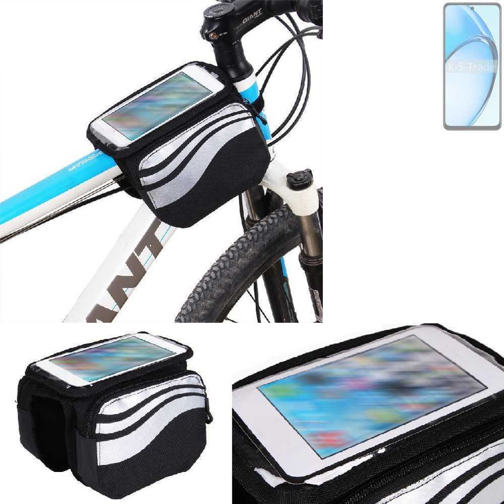K-S-Trade Rahmentasche Fahrrad-Halterung kompatibel mit Oppo A60 Rahmenhalterung Fahrrad Handyhalterung Fahrradtasche Handy Smartphone Halterung Bike