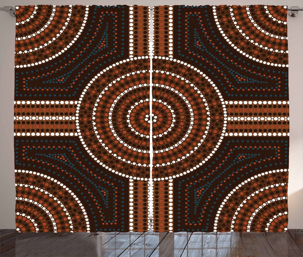 ABAKUHAUS Stammes Rustikaler Vorhang, Kiesel-Stein-Art-Punkte, Wohnzimmer Universalband Gardinen mit Schlaufen und Haken, 280 x 175 cm, Mehrfarbig