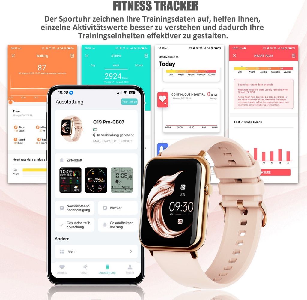 Smartwatch, Smartwatch Damen Herren, 1.69" HD Fitness Produktbild 3