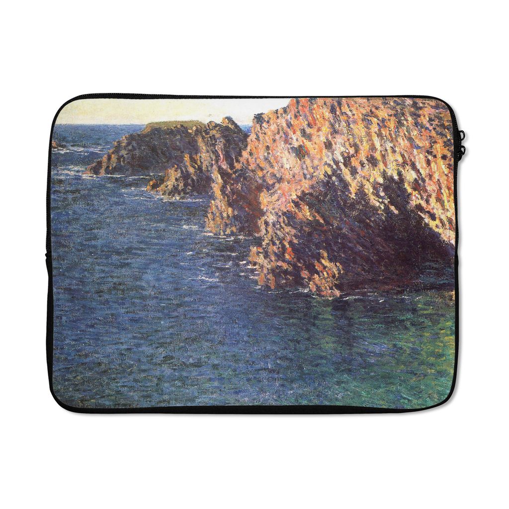 MuchoWow Laptop Hülle 17 Zoll Laptoptasche Die Grotte von Port-Domois - Gemälde von Claude Monet - Zipper - Schutzabdeckung