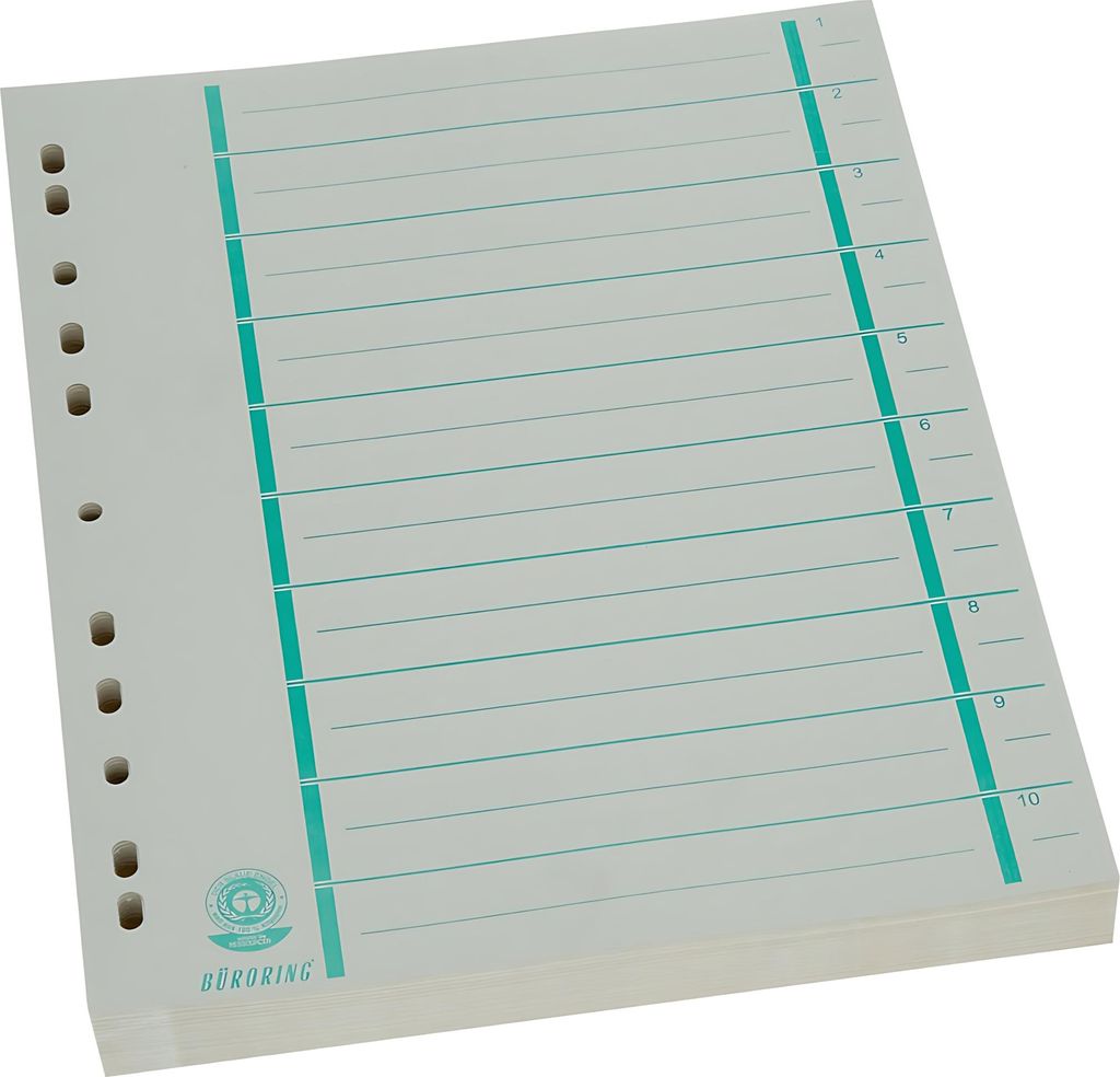 Büroring Trennblätter A4 grün chamois, farbiger Orgadruck