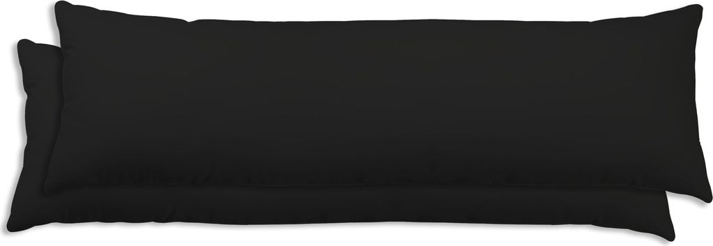 2er Set Seitenschläferkissen Bezug 40x145 cm schwarz Uni Kissenbezug Baumwolle