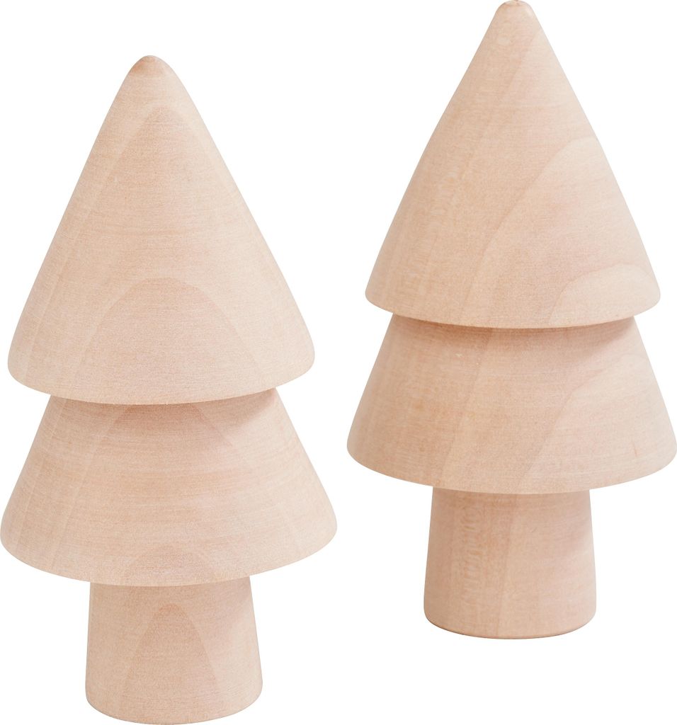 VBS Holz-Tannenbäume 2er Set 4.5 cm Durchmesser 7 cm Höhe Deko Weihnachten