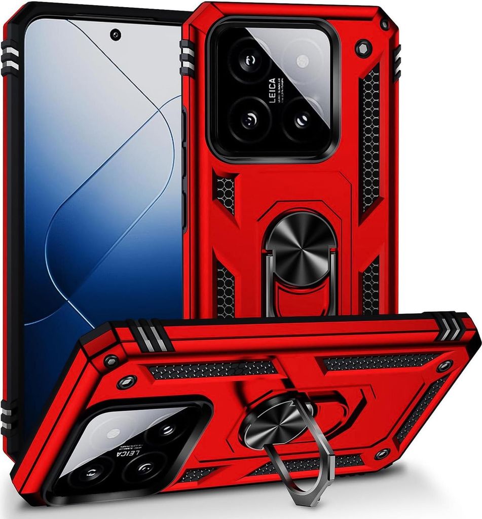 Armor Shield Handyhülle für Xiaomi 14 Hülle Ultra Hybrid Case Handy Schutzhülle, Rot