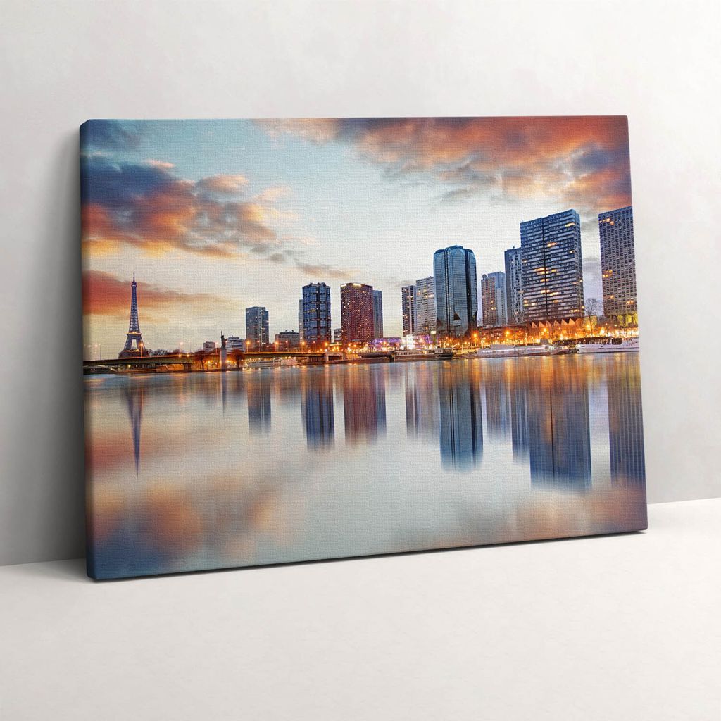 Panorama von Paris mit dem Eiffelturm – Leinwandbild Wandbild – 80x60 cm – Leinwandbilder – Wandbilder – Schlafzimmer – Flur