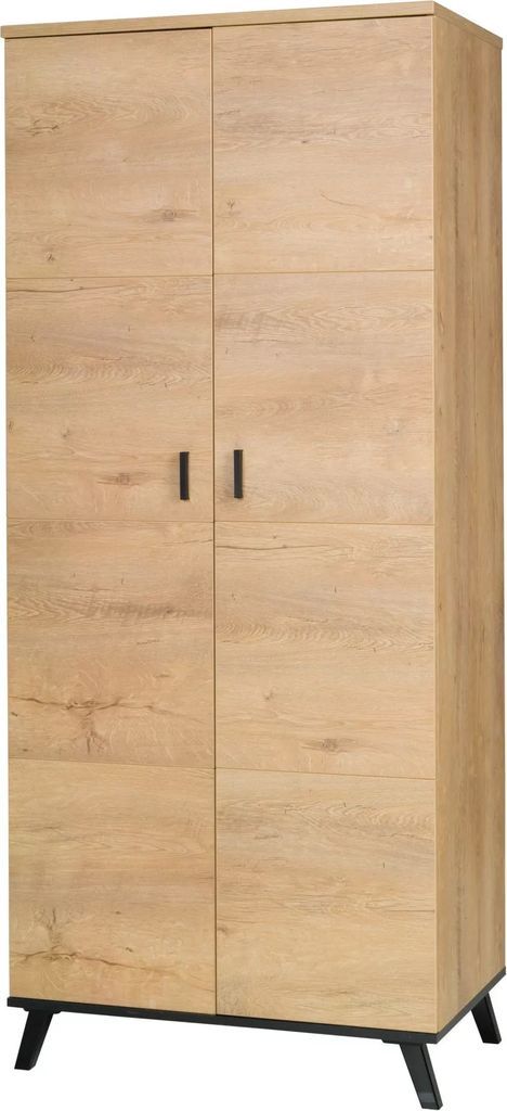 Geräumiger 2D Kleiderschrank JOHN 1 / LEFKAS EICHE + SCHWARZ