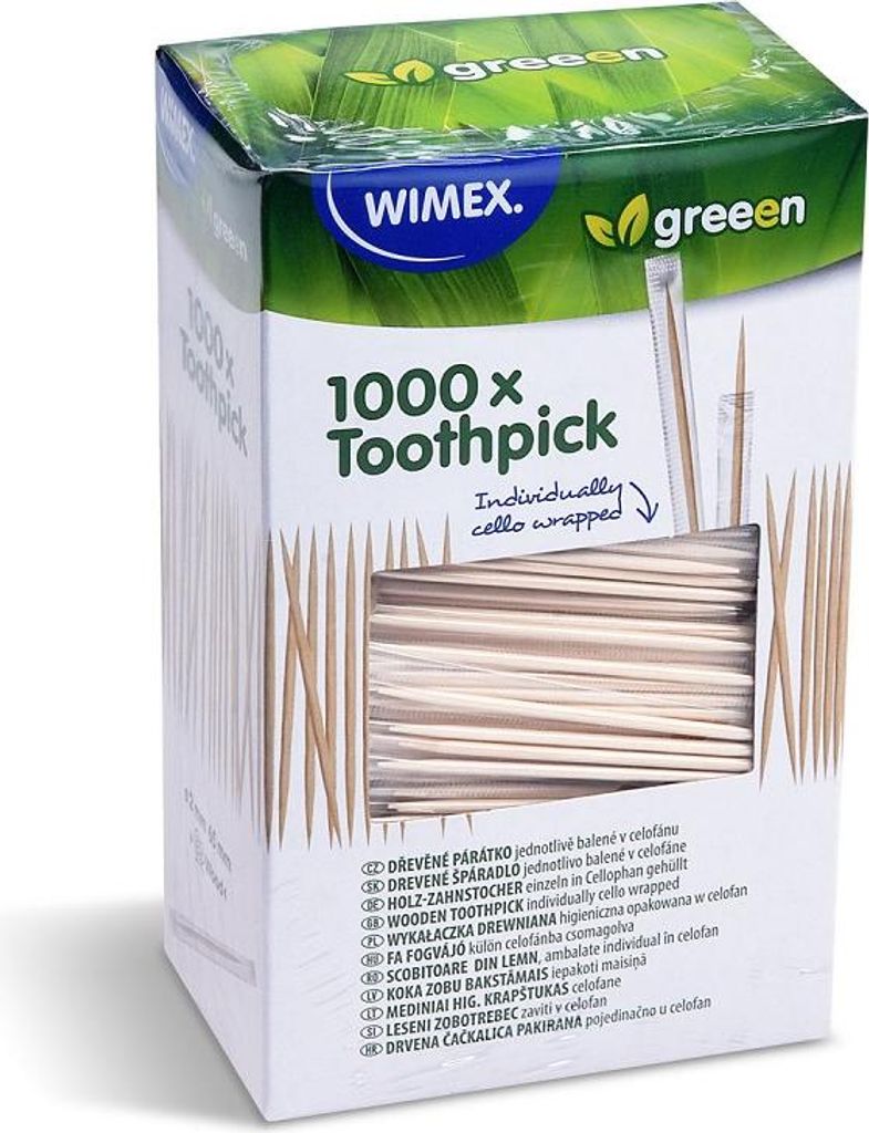 Holz-Zahnstocher einzeln in Cellophan gehüllt 65mm [1000 Produktbild 
