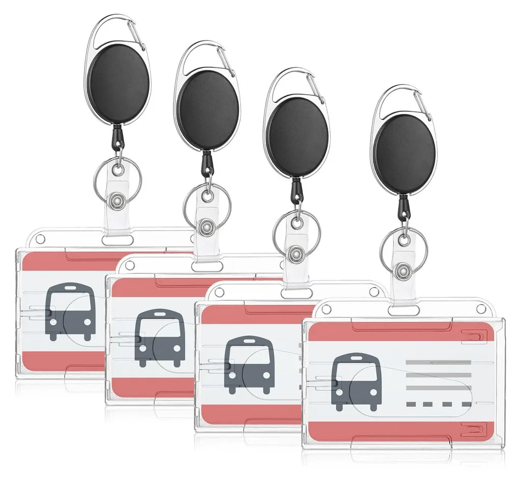 Porte-cartes 4 compartiments et pochette extensible pour badge ID