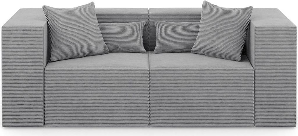 2-Sitzer Sofa NOVA - Modulares Sofa fur Wohnzimmer, 208x105x76cm Hellgrau