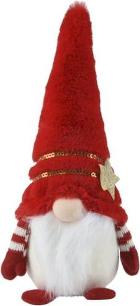 Dekofigur Wichtel 30cm Plüsch Rot / Weiß