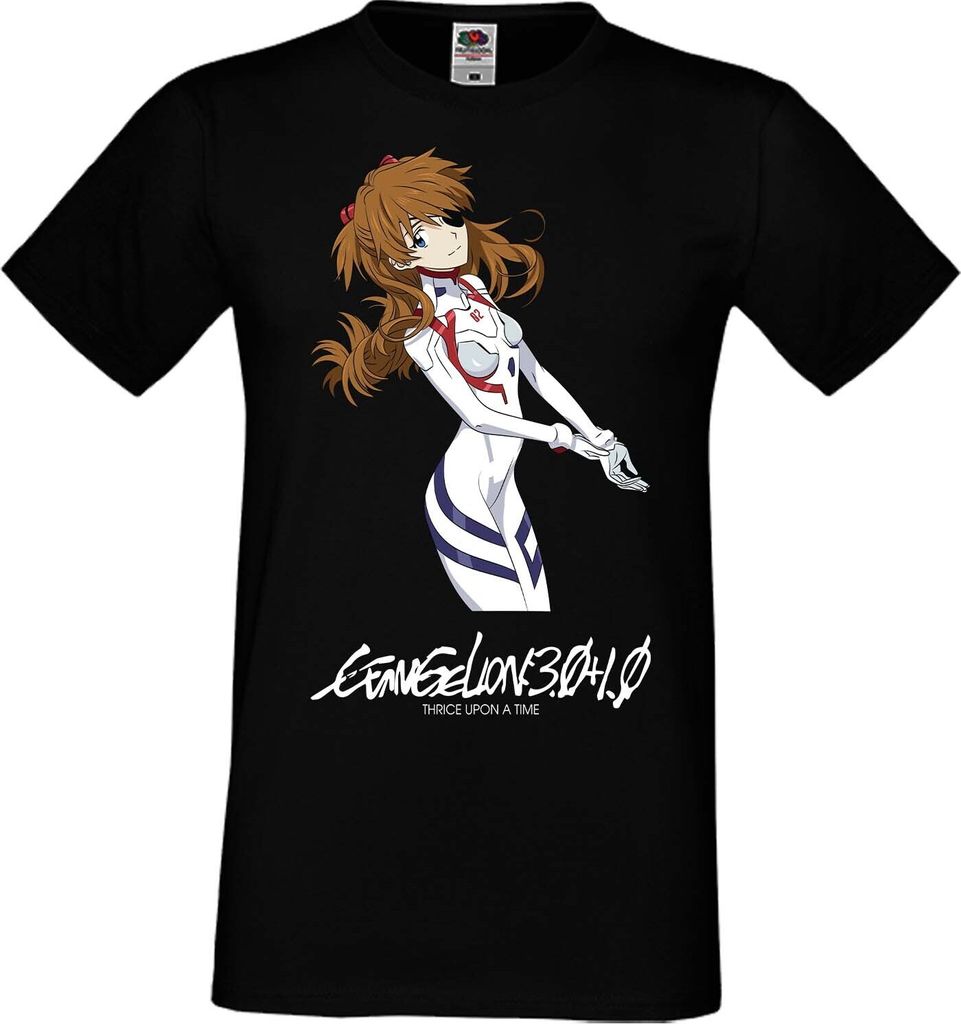 Herren T-Shirt Manga Anime Evangelion Asuka Langley Soryu Evangelion Asuka, Man 3XL / Schwarz
