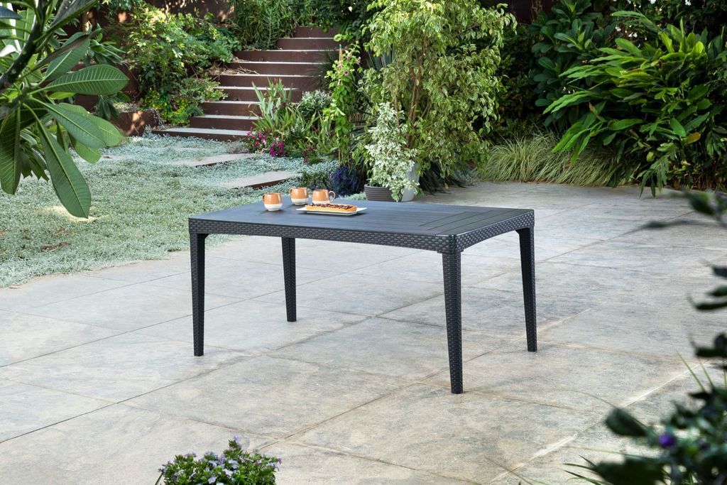 Allibert Girona Tisch Anthrazit - wetterfest, Garten, Outdoor | Final