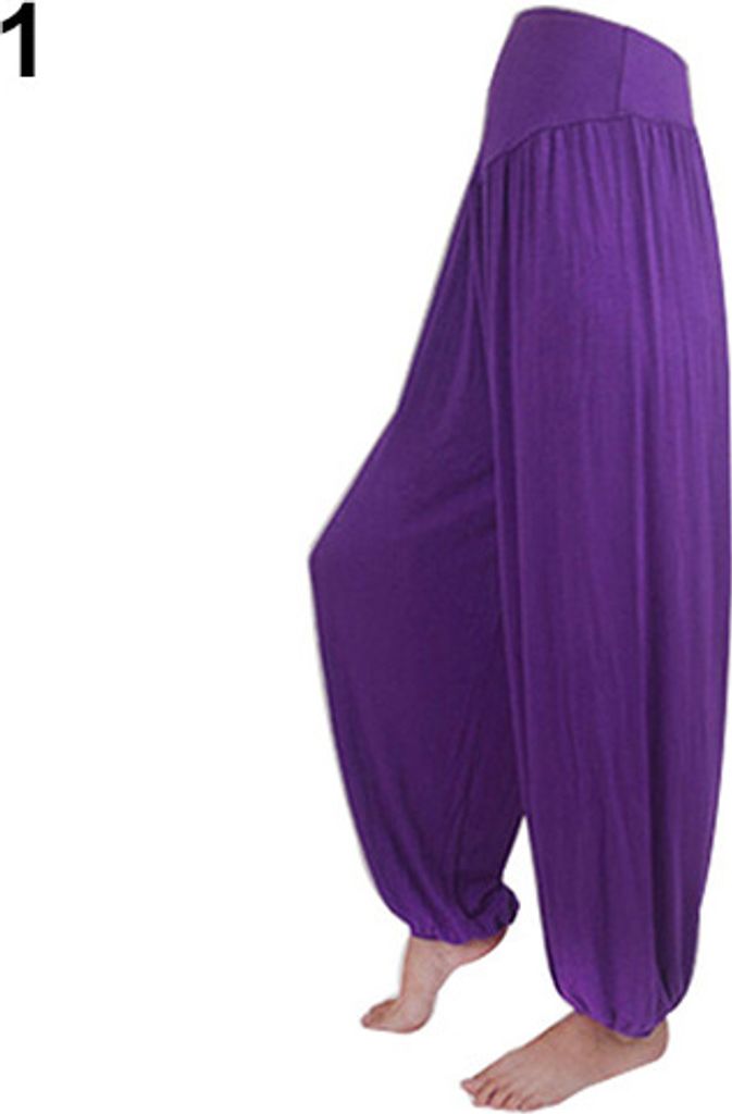 Damen lange Hosen Bauchtanz Boho Sports Wide Hose Purple XL