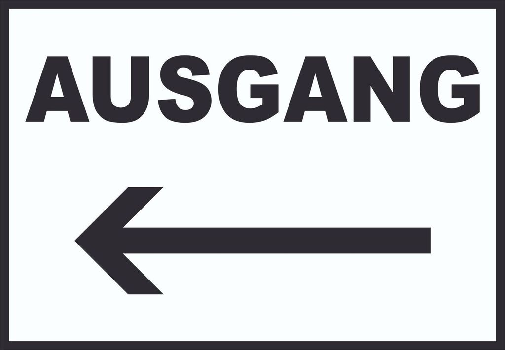Ausgang links Schild A4 Rückseite selbstklebend