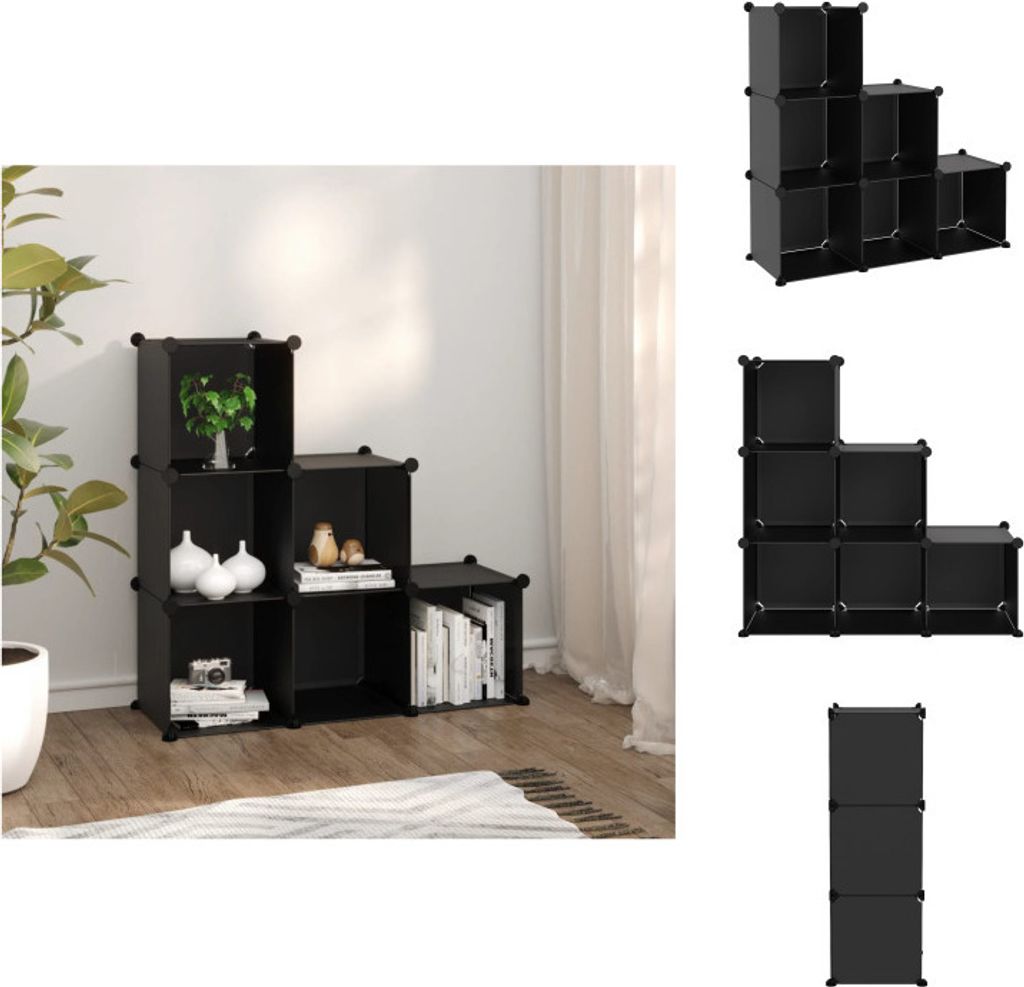 vidaXL Regalsystem mit 6 Würfeln Schwarz PP - Schuhregale & -schränke