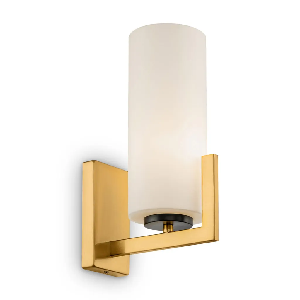 Applique Lusso Ottone e Vetro Bianco E27 - Illuminazione Pregiata