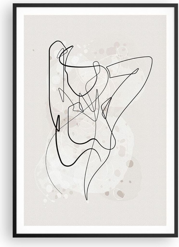 Gerahmtes Poster - Schwarzer Rahmen - Linie Frau Linie - 70x100 cm - Wand Bild - Wanddeko - Wandbilder - Kunstposter - Wandposter - Bilderrahmen - ...