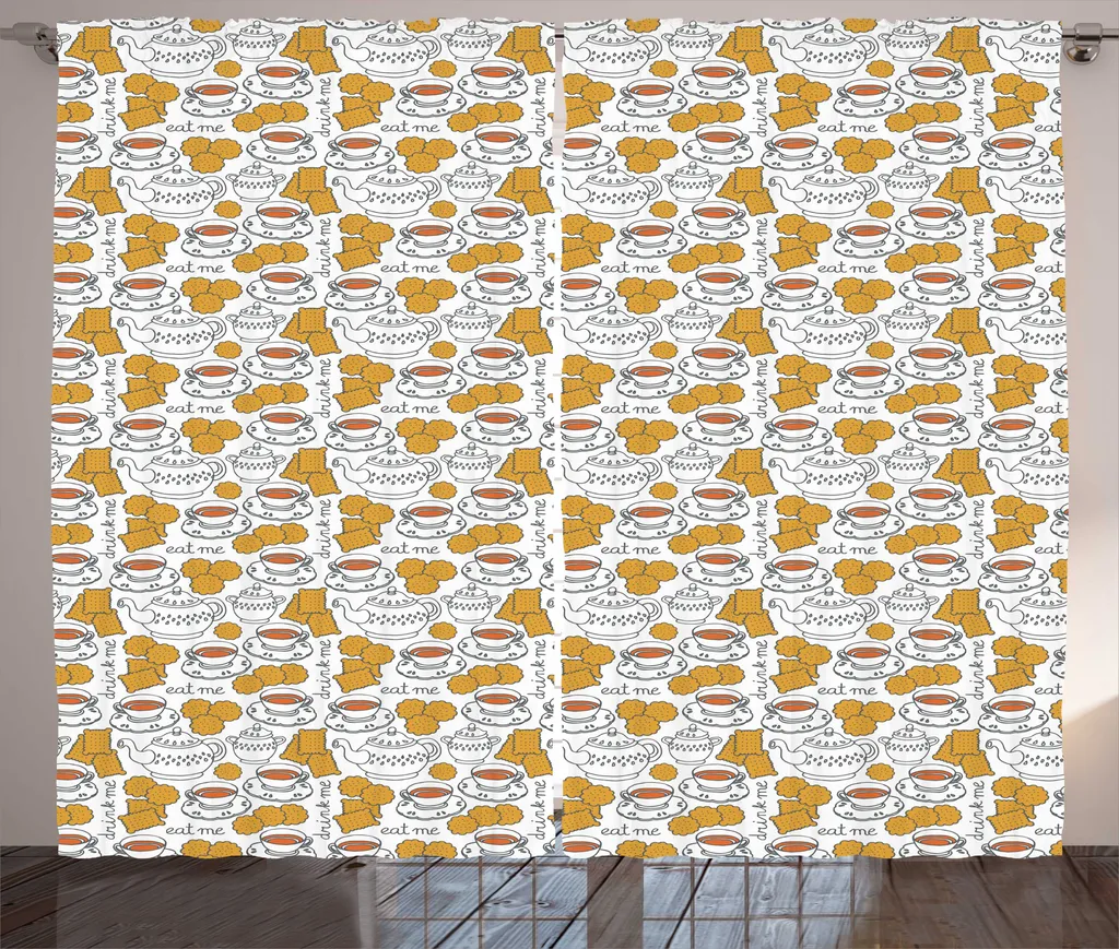 ABAKUHAUS Rideau à Fronces Tea Party Café Blanc Rustique 280 x 225 cm