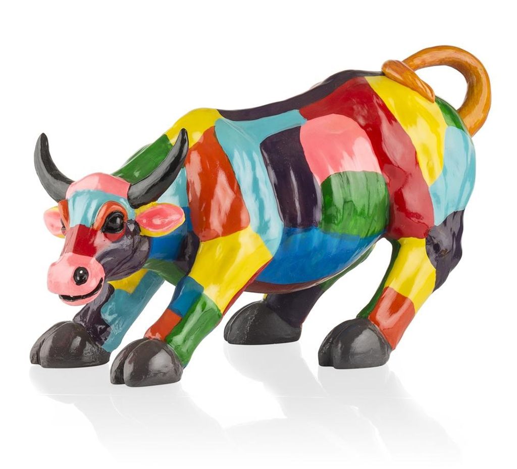 CocoMaison Kämpfender Bulle Statue / Skulptur, Stierfigur 90x24x39 cm