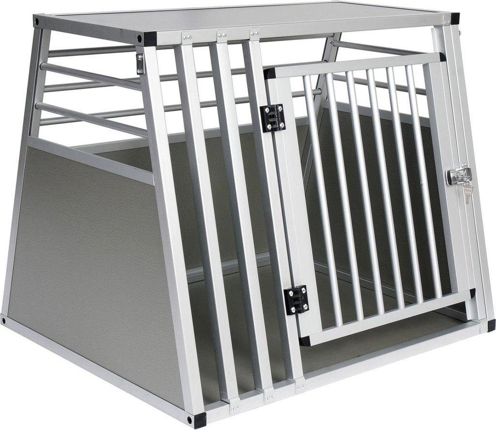 Happyment Hunde-Reisebox Auto Deluxe – Transportbox Haustier – Autokennel – Resibench – 65 x 65 x 80cm – Silber
