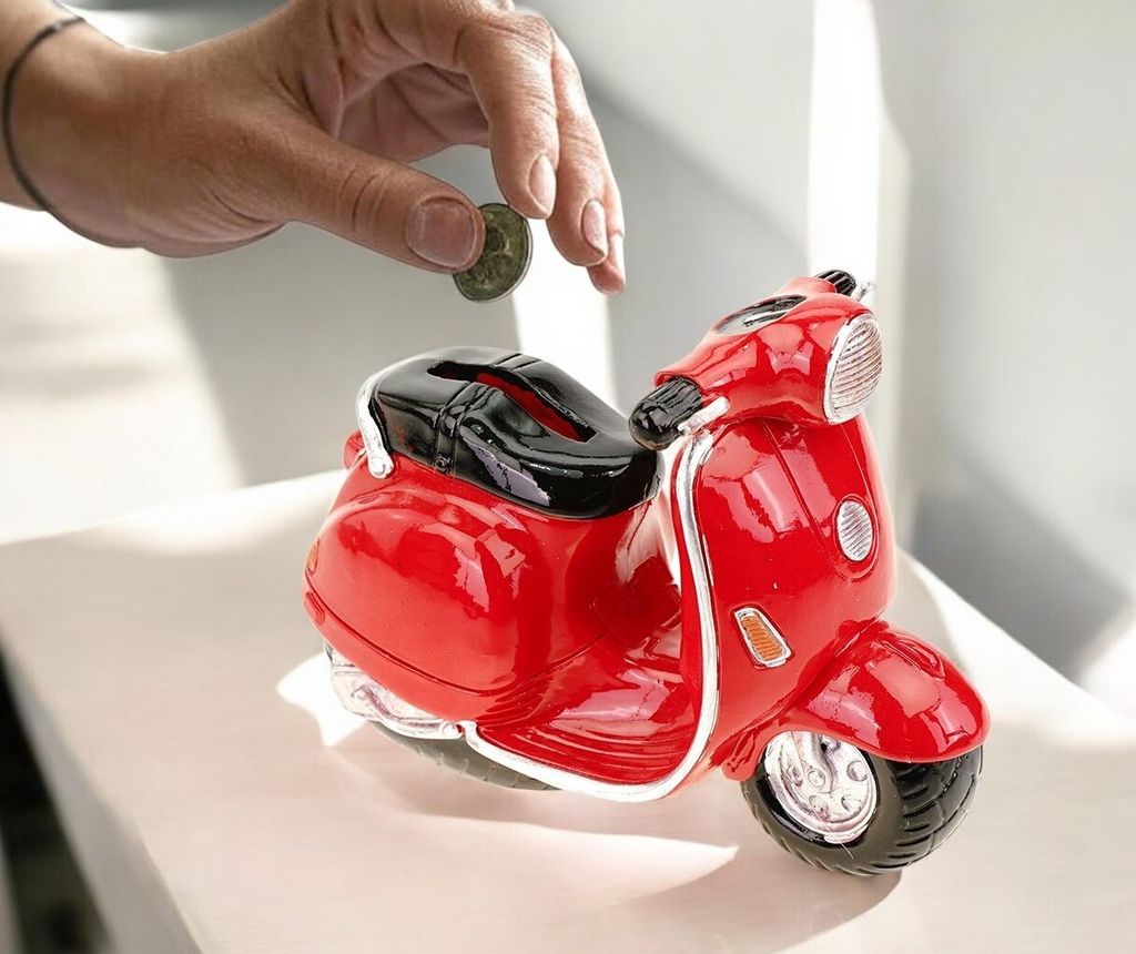 Kremers Schatzkiste Spardose Motorroller Handbemalte Produktbild 