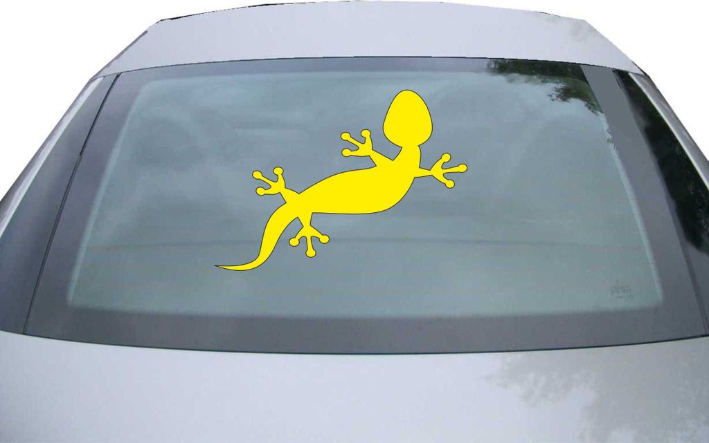 Indigos UG - Aufkleber Heckscheibe & Motorklappe DE2880 - gelb - 600x428 mm - Gecko - Fisch - Auto Scheiben Fenster Heckklappe Tuning Racing JDM - ...