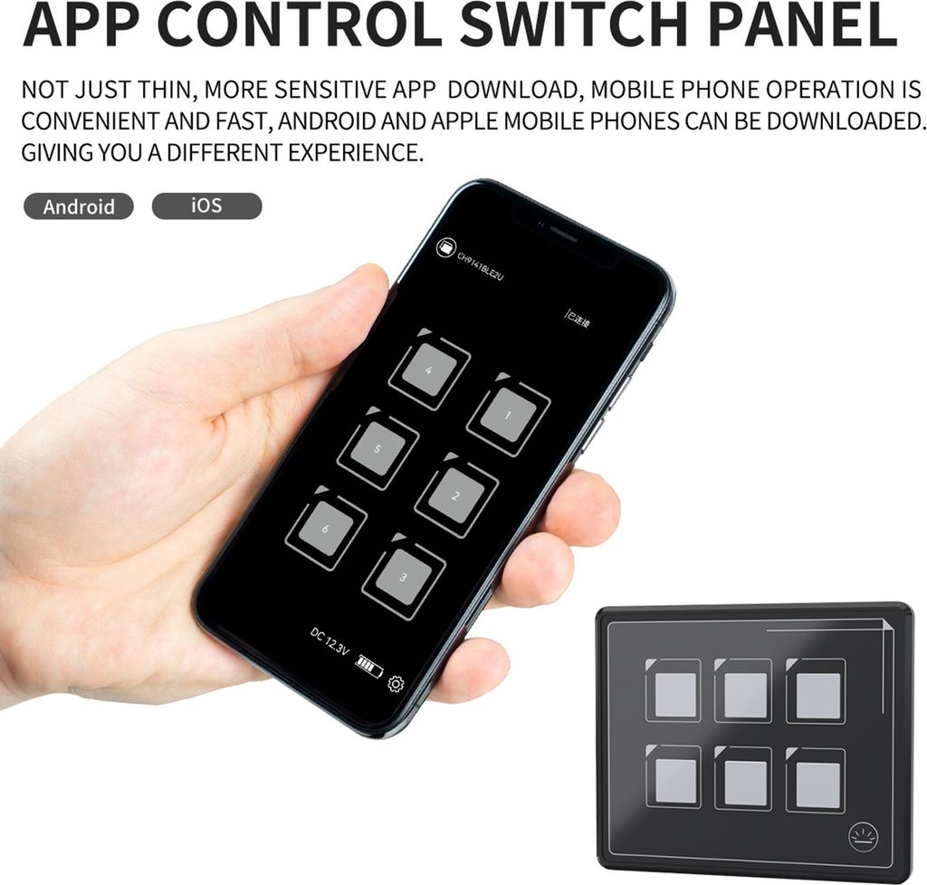 Auto-Universal-6P-Membran-Steuerschalterfeld mit Hintergrundbeleuchtungsmodul, LED-Touch-Elektronikzubehör, USB-Kabel, integriertes PPTC, IP67 was...