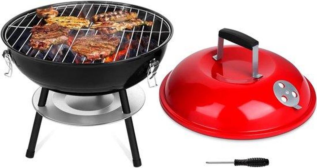 Portable 14 Zoll Holzkohlegrill für draußen - Mini-Grill für Garten, Camping und Picknick
