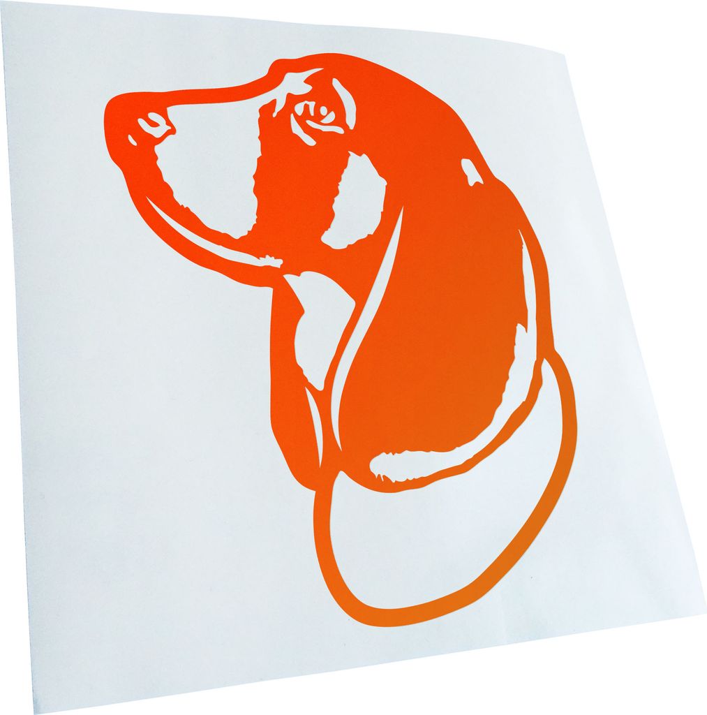 Kiwistar - Autoaufkleber - Baset Hound Hund - Neonorange - 50x38cm - Aufkleber für Auto, Laptop, Fahrrad, LKW, Motorrad mehrfarbig JDM Decal Racing