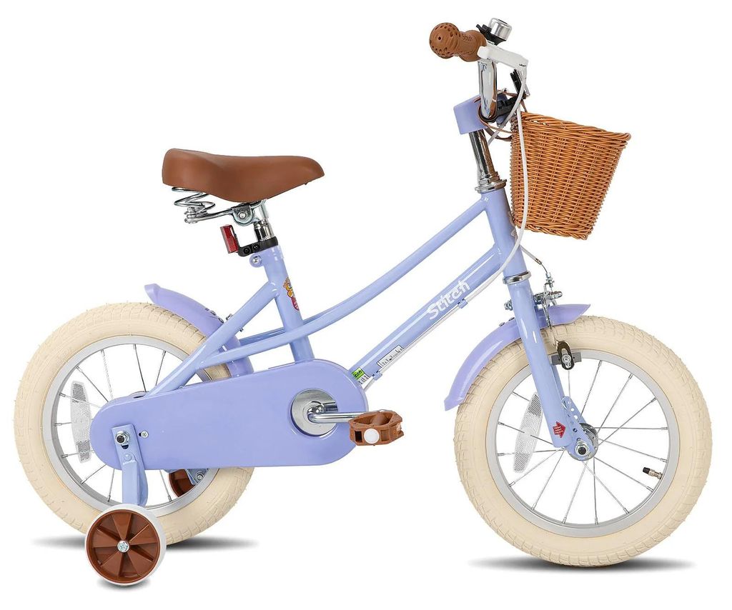 Kinderfahrrad für Mädchen - Fahrrad 35,5 cm Räder - Mit Stützrädern - Mit Korb - Mit Schutzblechen - Lila