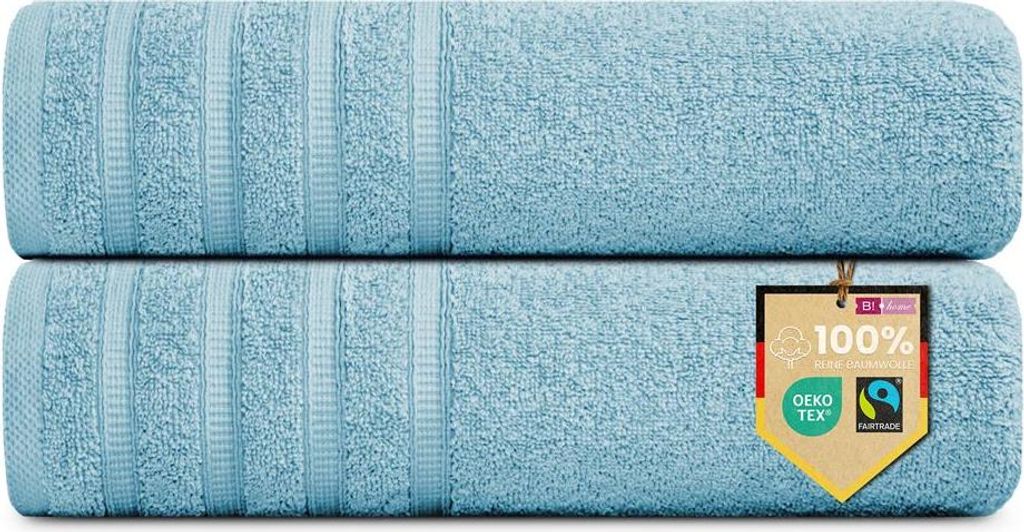 2er Set Saunatücher Plain hellblau 90x200 : 90x200 : Produktbild 