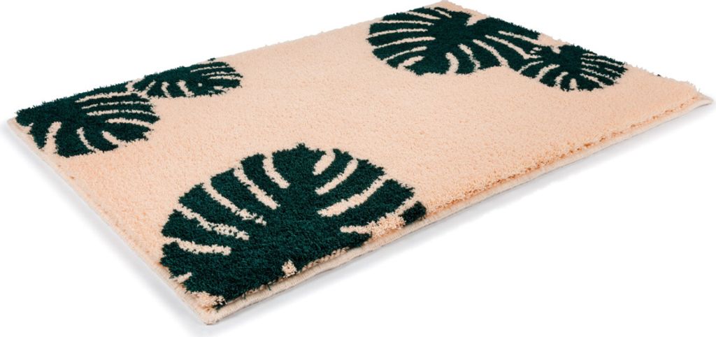 Rhomtuft Badteppich Monstera eckig 70 x 150 cm Farbe crevette/sumatra