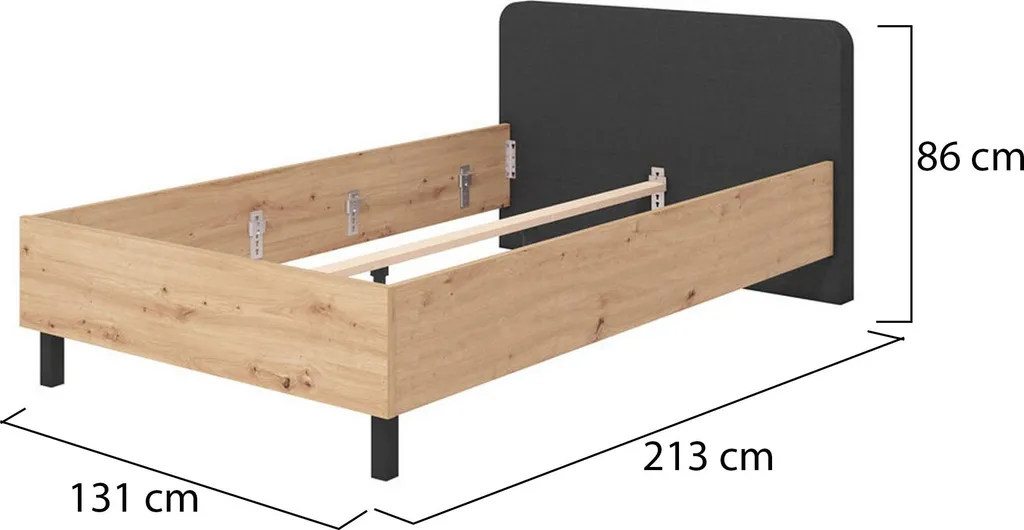 Lit Complet 120x200 Norcia Chêne Brun : Structure Robuste et Matelas Chic - 3