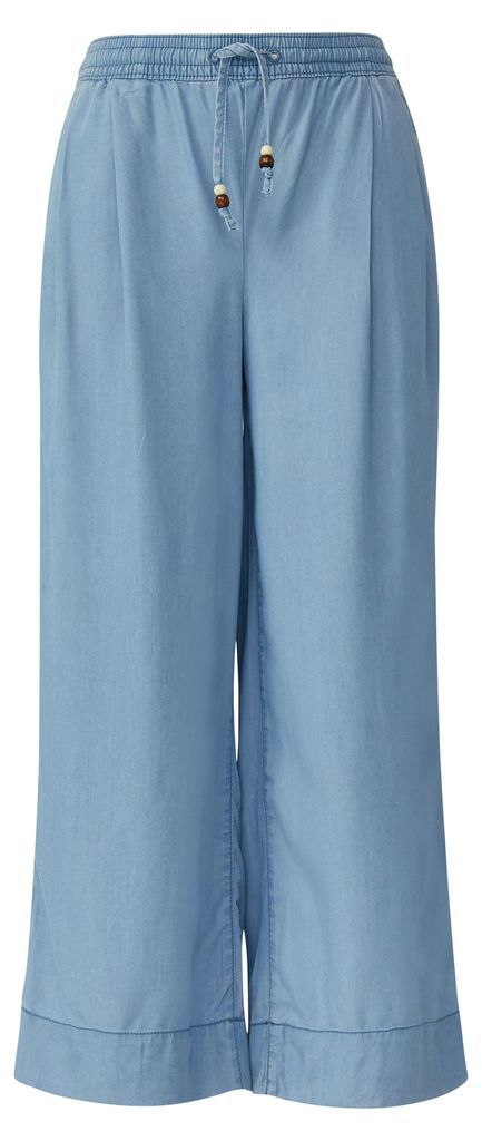 s.Oliver Jeans Culotte mit hohem Elastikbund, weitem Bein, Leistentaschen und Crop-Länge